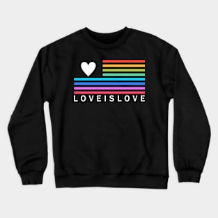 USA LGBT Pride-  American Flag Style Love is Love Design Crewneck Sweatshirt